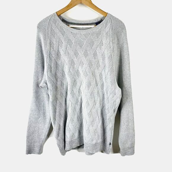 Tommy Bahama Sweater Size Large Mens Gray Silver Basket Weave Ocean Crest Crew - Picture 1 of 7